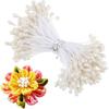 120-150 PCS Double Heads Flower Stamens, 3mm White Stamens for Flower Making, Pearlized Pistilos Para Flores Artificiales, Handmade Artificial Stamen