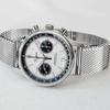 Sugess 40mm Gold SWAN Neck Milano Mesh White Panda Mechanical Chrono Chronograph Men's Watch Seagull 1963 SUPANK031SN, Silver, 40mm, Bracelet