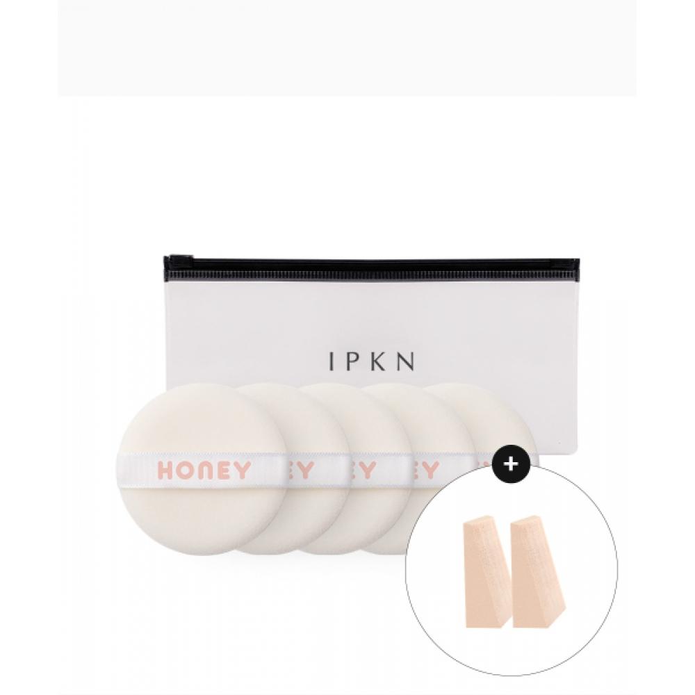 Ipkn Пудра-пудреница Маленькая пуховка 5 шт. Мешочек + [бесплатно] 2 Веерные пуховки Powder Pact Small Puff 5 Packs + Pouch
