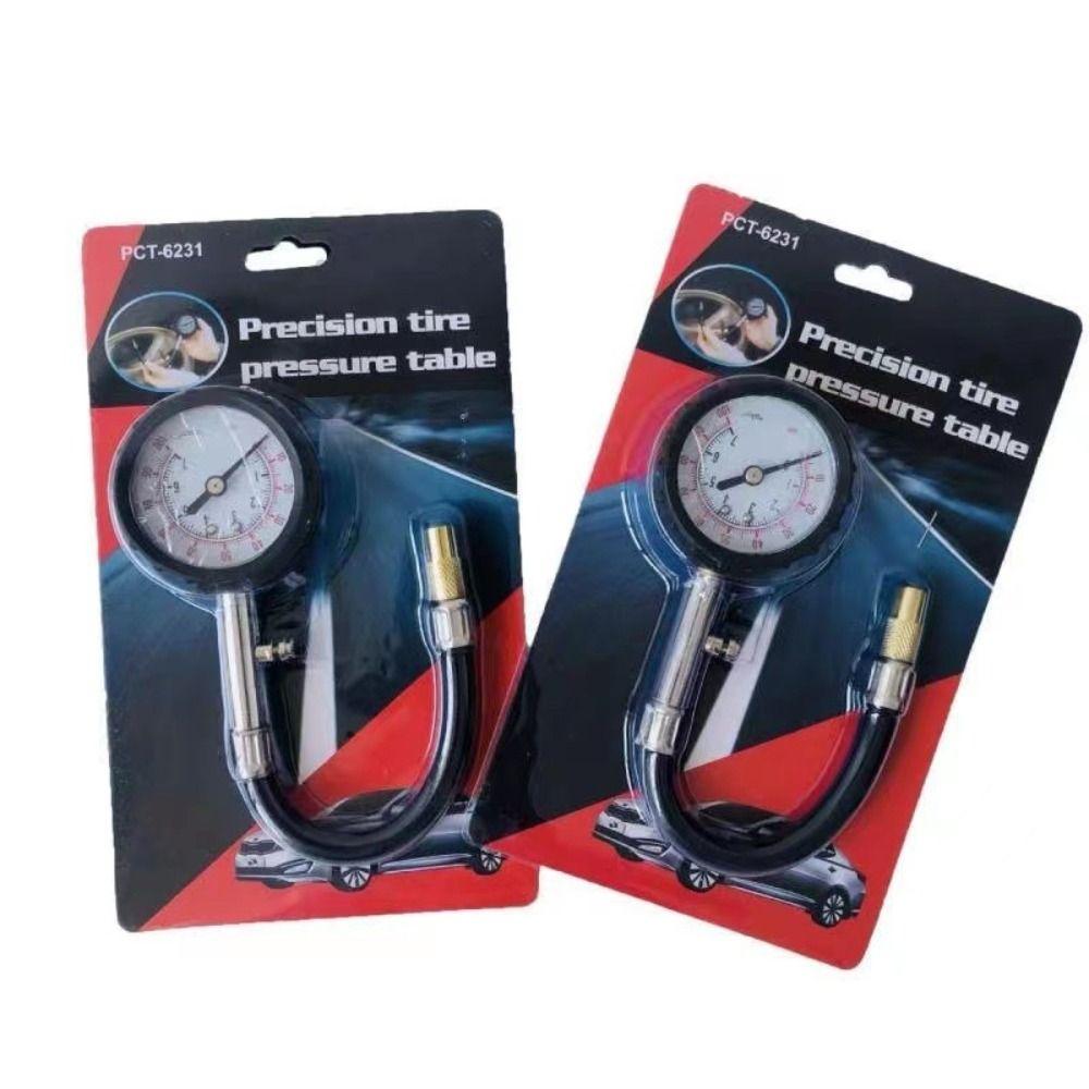 Professionelles 100 PSI Reifendruckmessgerät Hohe Präzision Langer Schlauch Reifendrucktabelle Langer Schlauchmeter Motorrad