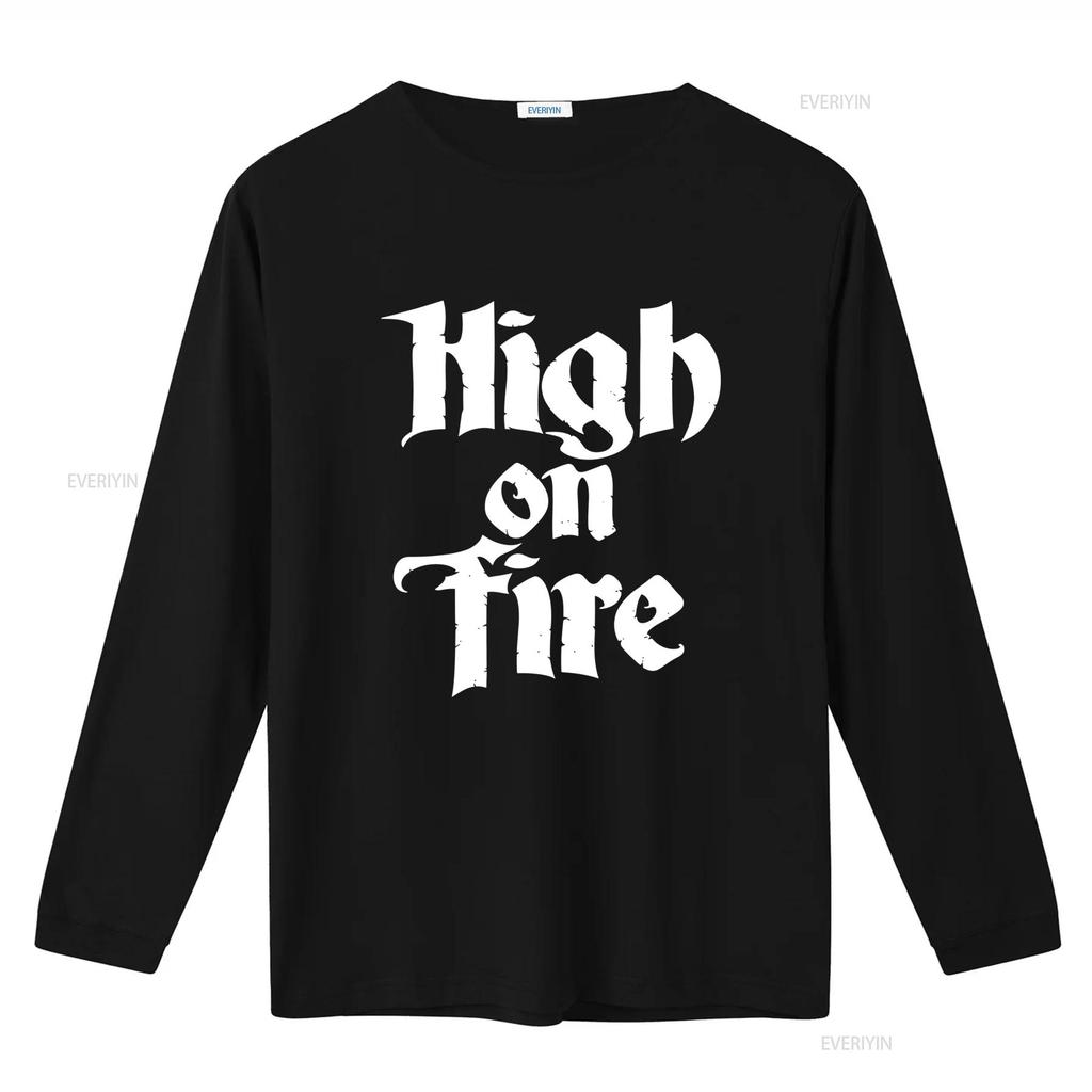 Stylish High on Fire Band Logo Black T shirt Available in All Sizes S 5Xl 2F82 vintage Washed Slightly streetwear Soft