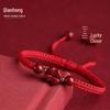 Authentic Cinnabar Four-Leaf Clover Bracelet with Purple Gold Sand and Red Rope for Women and Children