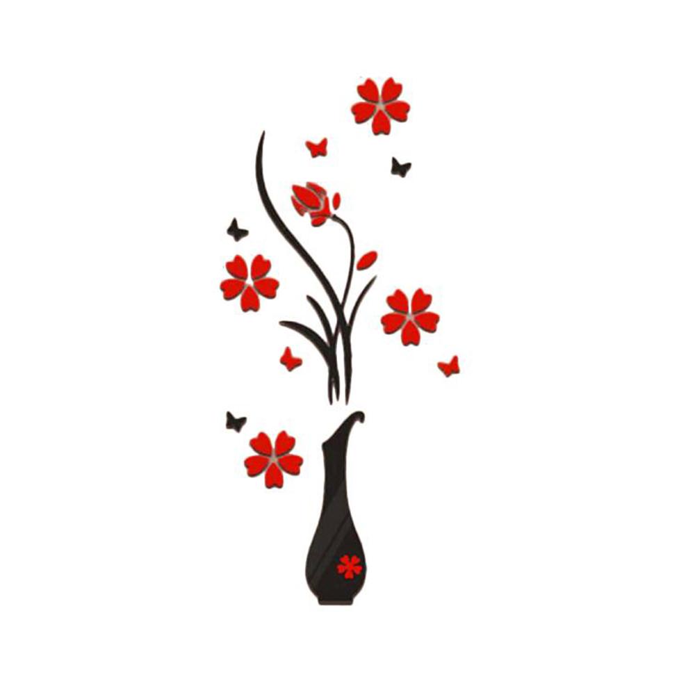 

3D Сделай сам Ваза Цветочное Дерево Наклейки на Стену Кристалл Акрил Комната Настенное Искусство Декаль Домашний Декор 80*40см 2025 Подарок Дропшиппинг ГОРЯЧЕЕ чёрный