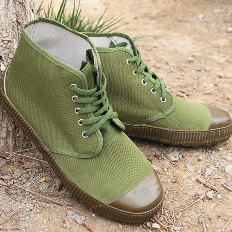Jiefang Shoes Men, High-top Canvas Shoes, Breathable Farmland Your Total Yellow Sneakers, Street Stall Shoes, Green Jiefang Shoes