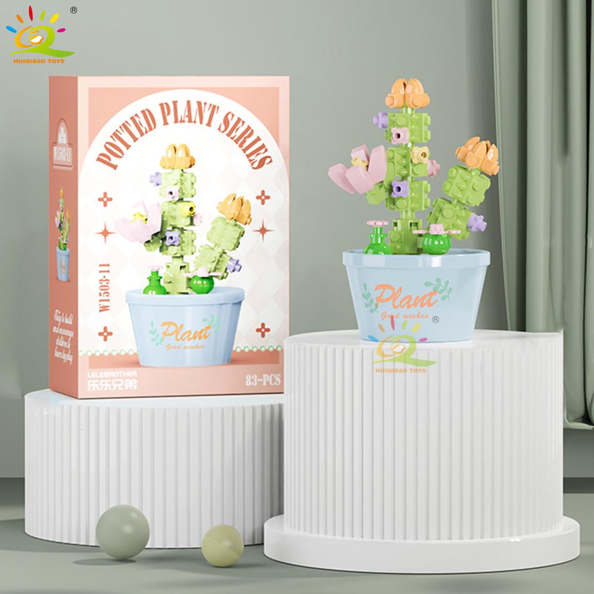 

MOC Flower Succulent Potted Building Block DIY Eternal Bouquet Home Desk Decor Brick Girl Gift Children Toy