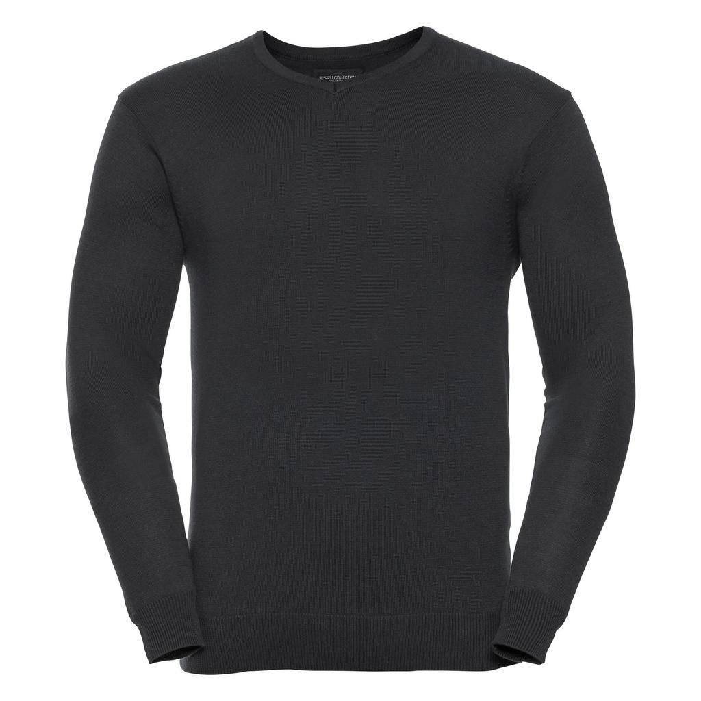 Russell Collection Mens V-Neck Knitted Pullover Sweatshirt