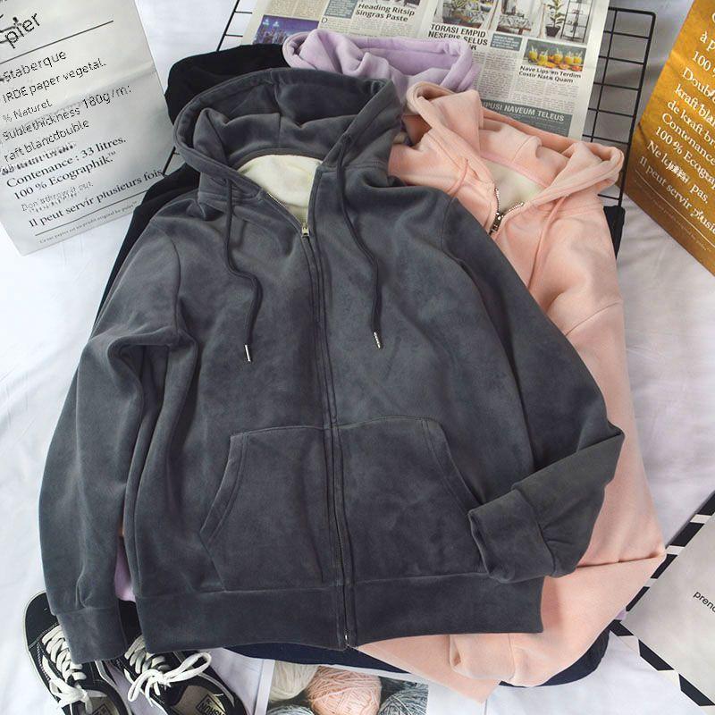 Dames Fleecegevoerde Verdikte Sweatshirt Vest met Rits Losse Pasvorm Capuchon Anti-pilling Jas voor Herfst/winterseizoenen