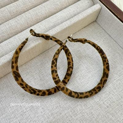Exaggerated Flocked Leopard Print Hoop Earrings: Luxurious, Versatile, Sweet & Cool Style  