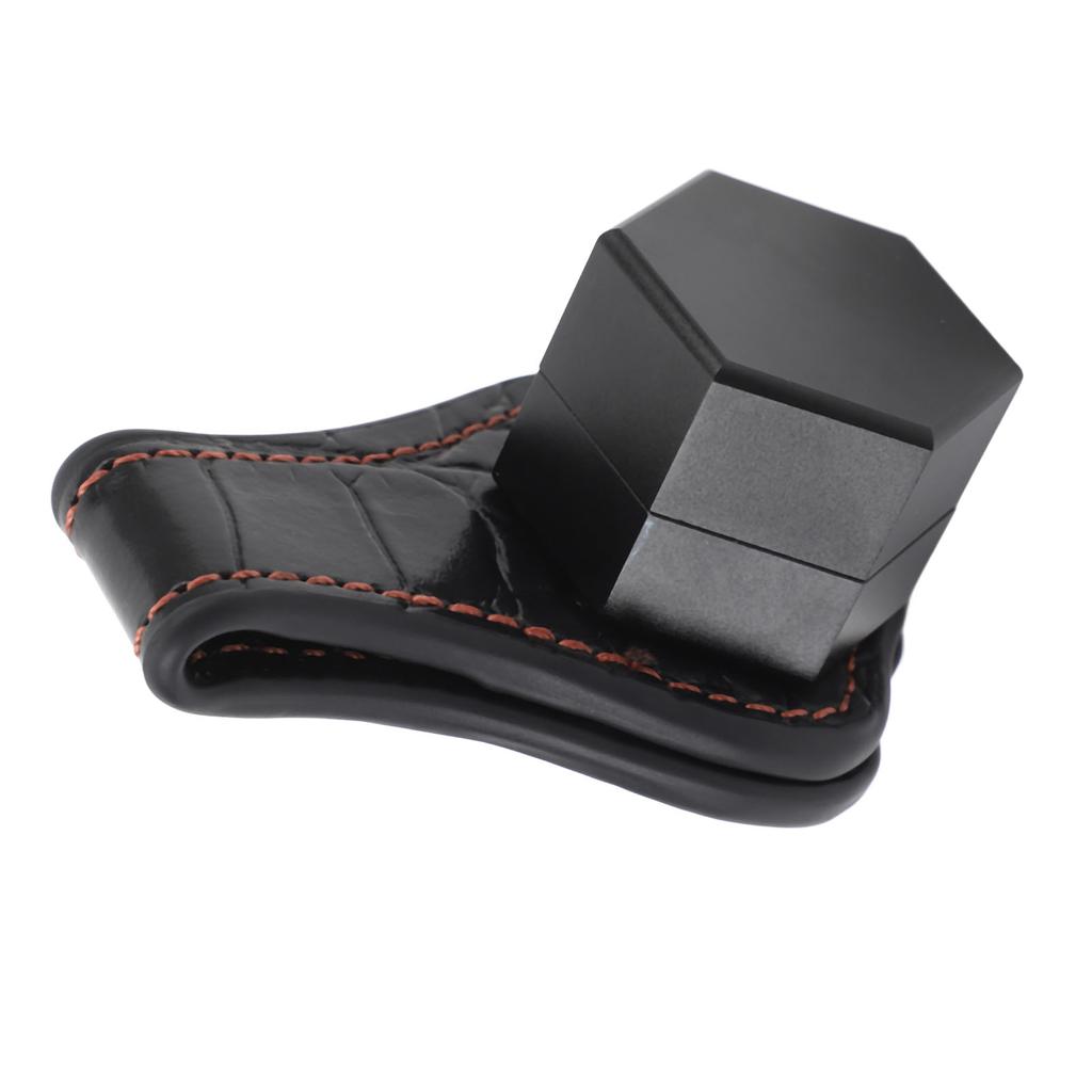 Billiard Chalk Holder Aluminum Alloy Magnetic Hexagonal Portable Pool Cue Chalk Box with Leather Cli