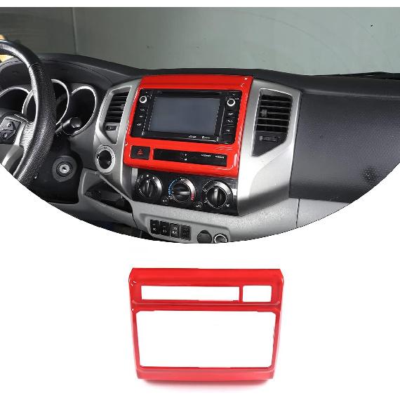 

ABS Central Navigation Screen Panel Frame,Center Console GPS Screen Panel Frame Trim for Toyota Tacoma 2011 2012 2013 2014 2015 Interior Trim (Black красный