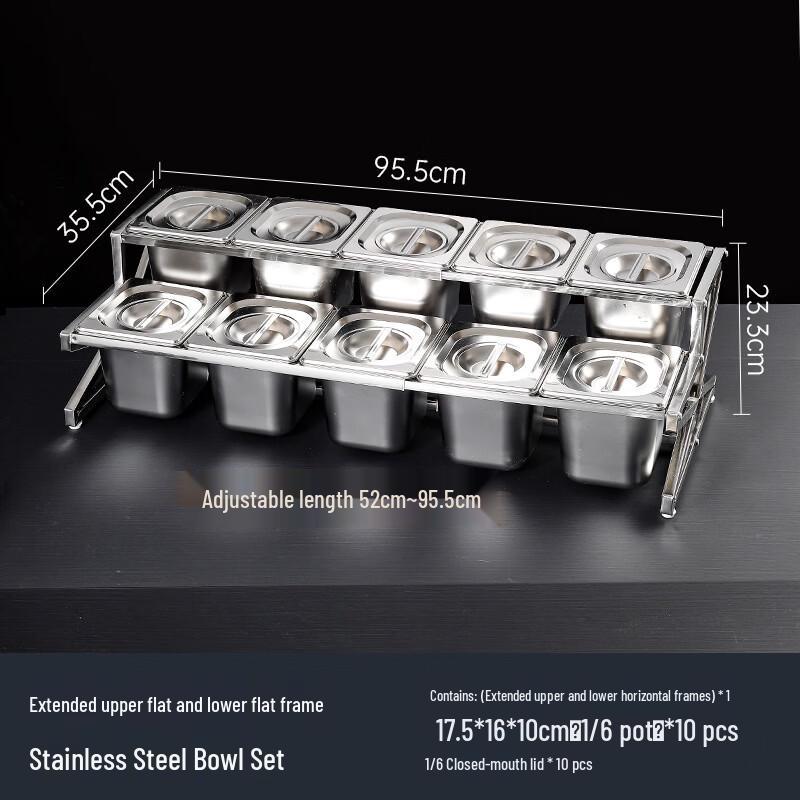 cmaos Stainless Steel 10-Piece Condiment Pan Set with Lids