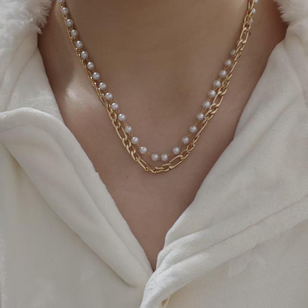 Elegant Two-Layer Titanium Steel Necklace for Women - High-End Clavicle Chain with Light Luxury Feel