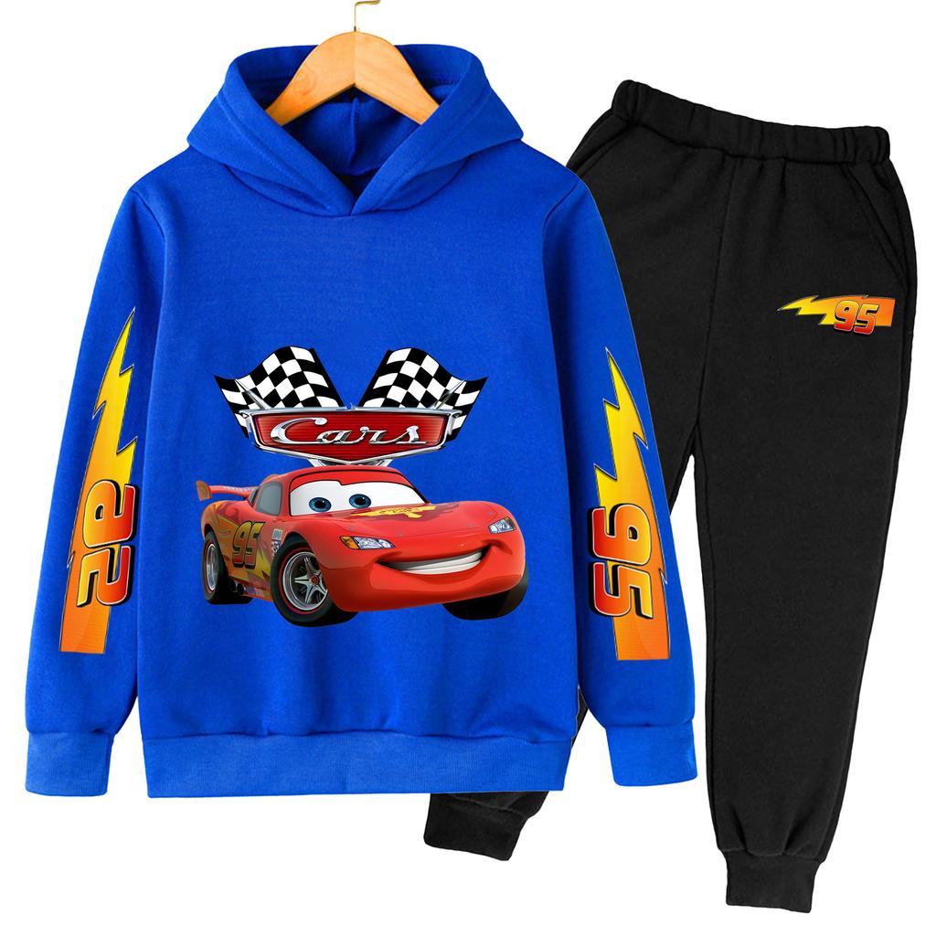 Kreslené Anime Blesk McQueen Módní Cool Potisk Volné Teplé Pohodlné Chlapecké Dívčí Mikiny Dlouhý Rukáv Set