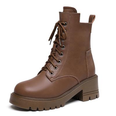 Women Ankle Boots Large Size Women Winter Boots High Heel Platform Genuine Leather Motorcycle Boots Women