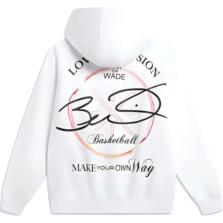 Li-Ning Loose Letter Print Hooded Comfortable Sweatshirt Men sweatshirt Standard-White AWDU013-2