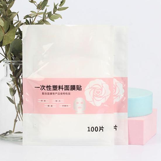100 ks plastové fólie na jedno použití zabraňující ztrátě vlhkosti PE materiál Víceúčelová samolepka masky s dokonalým střihem pro lázně