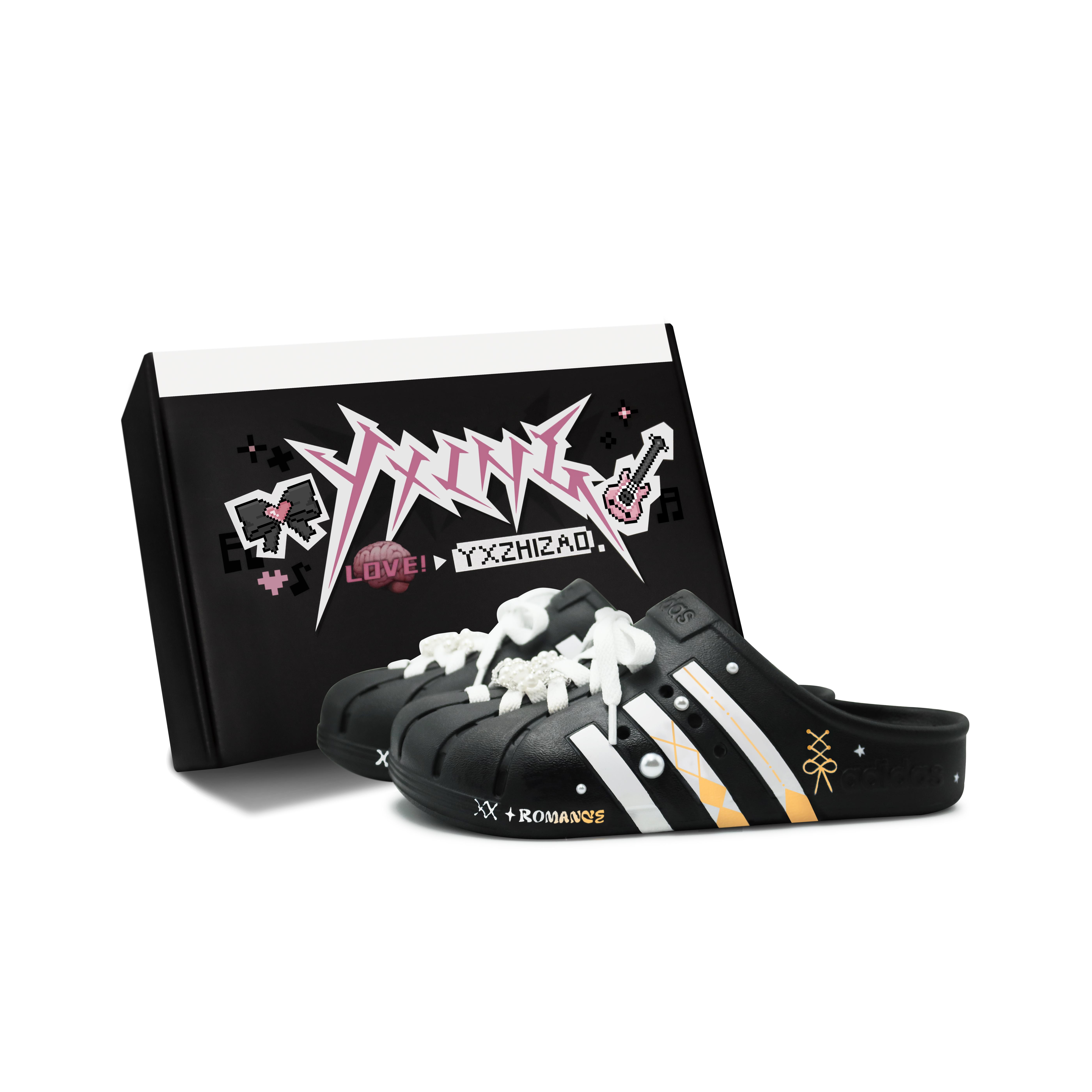 Adidas ADILETTE CLOGS Closed Toe Slippers Unisex Black White Orange GZ5886(Team186-S-BOX) 37⅓
