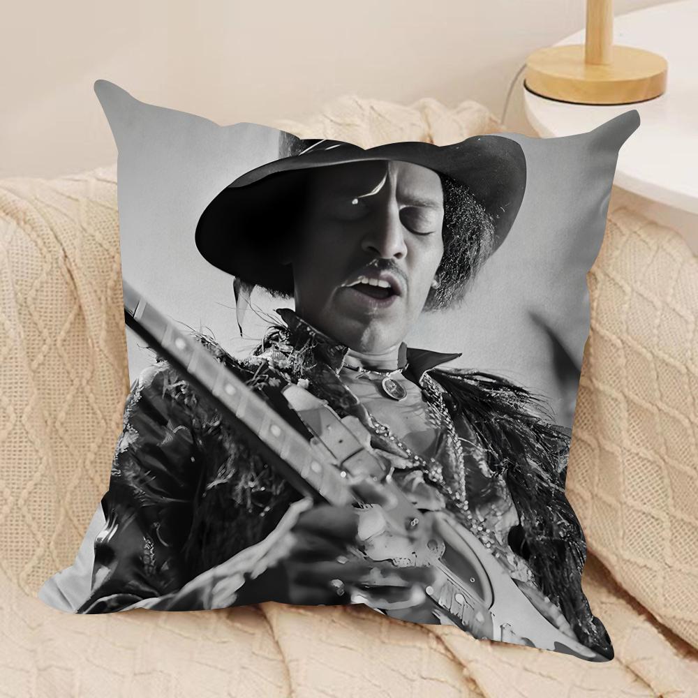 Singer JJimi HHendrix Cushion Cover Silky Short Plush Invisible Zipper Dustproof Sofa Pillow Case for Home Decor