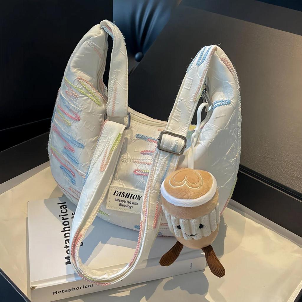 Love Sea Women's Crossbody Bag, Dumpling Bag, Canvas Bag, Commuter Bag, Beige