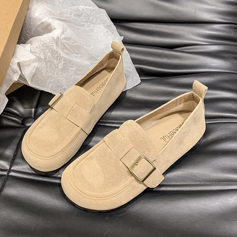 Fashion Aphixta Khaki Classic Flats Shoes Women Cotton Fabric Buckle Loafers Shoes Slip On Woman Flat With Student Footwear
