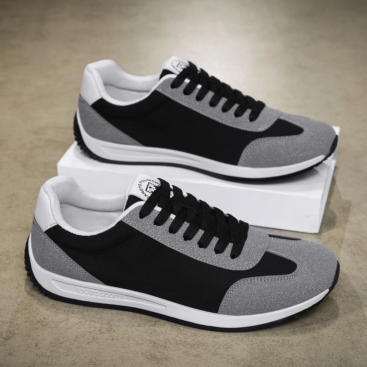 

Повседневный комплект мужской обуви корейской версии, модная и красивая уличная спортивная обувь, мужские мокасины для бега на весну и лето 38 чёрный