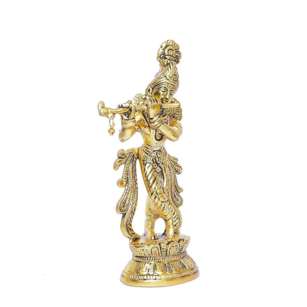 Lord Krishna Metal Statue,Krishna Murti Playing Flute for Temple Pooja,Decor Your Home,Office & Gift Your Relatives,Showpiece