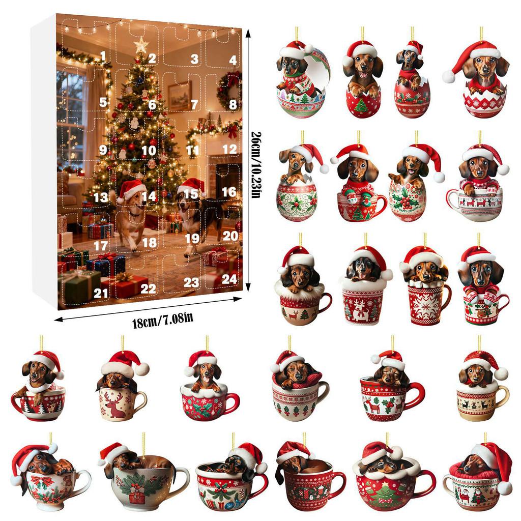 

Christmas Dog Design Advent Calendar Blind Box Acrylic Wall Hanging For Holiday Celebration And Gift Exchanges StyleG