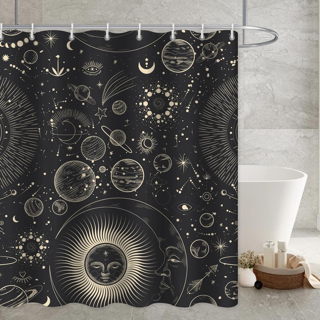 Constellation Fabric Shower Bath Curtain Blush Sun And Moon Phrase Modern Abstract Mysticism Waterproof Bathroom Accessories