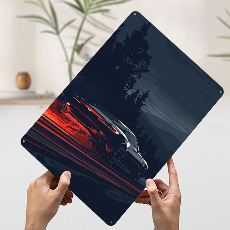Sports Car Martin on a Night Drive Metal Poster Customized Wall Art Retro Vintage Tinplate Signs for Man Cave Decoration Gaming