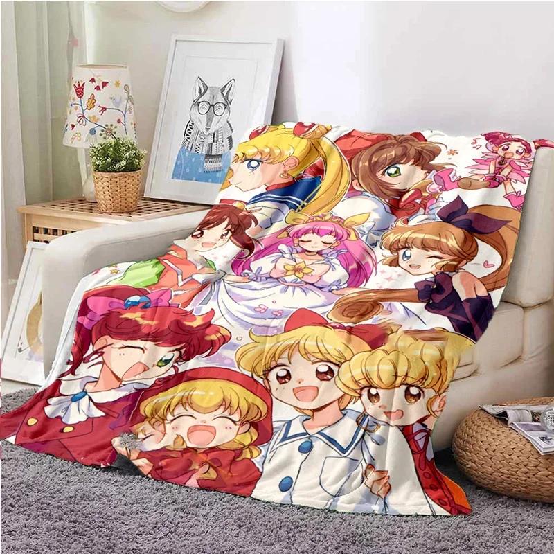 3D Print Anime Card Captor Sakura Soft Plush Blanket, Flannel Blanket Throw Blanket for Living Room Bedroom Bed Sofa Cover