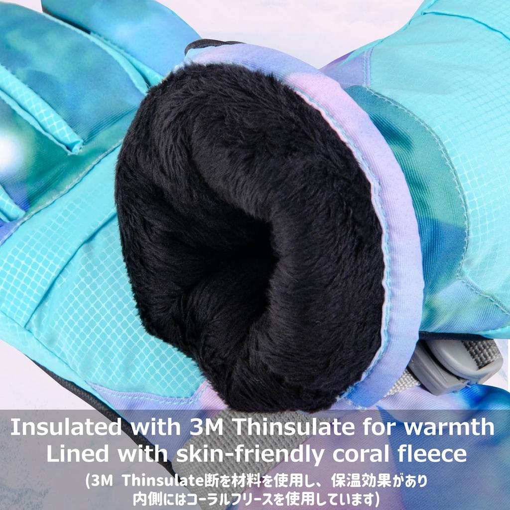 Azarxis Ski Perfect for Snow and Outdoor Kids' Gloves, Touchscreen, Fleece, Windproof, Cold-Proof, Anti-Loss, Five-Finger Design, Play, Skating,