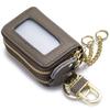 RenLianyi Damen Schlüsselmäppchen aus echtem Leder, Platz für 2 Schlüssel, mit 360° drehbarem Karabinerhaken, zweilagiges Design, durchsichtiges Fenster, Schlüsselring und zwei Schlüssel