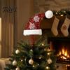 Festive Christmas Home Decor Santa Hat Tree Topper with Fluffy Pom Ball, 10 Inch Metal Dynamic Wire Treetop Ornament Spring Base for Tree, Holiday