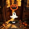 Ghost Festival Celebration Decor Halloween Wooden Hanging Ornament Jack-o'-Lantern Bat 3-Tier String Door Hanger Cute Rustic Pendant for Home