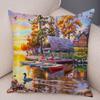 Vintage Colorful Style Coconut Tree Pillow Cover Country House Landscape Pillow Sofa Car Office Cushion Cover Home Decor