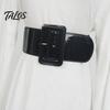 Vintage Style Elastic Waistband Adjustable Size Women Belt, Wide Faux Leather Square Buckle Belt with Buckle, Stretchy Dress Fashion Accessory