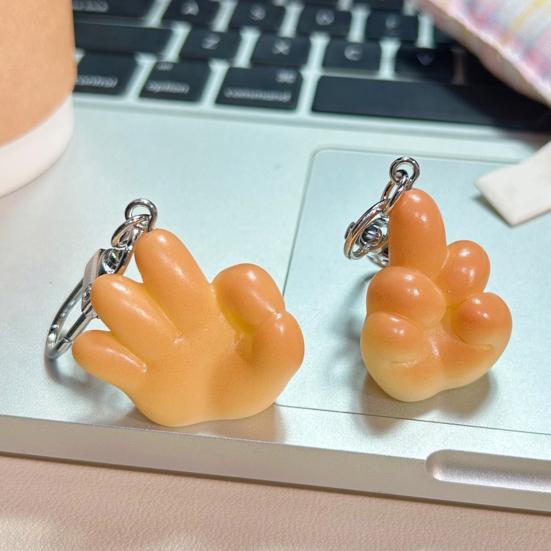 Pingente de Bolsa Realista Múltiplos Gestos Forma de Mão OK Chaveiro de Resina Alta Simulação Charme de Pão Porta-Chaves
