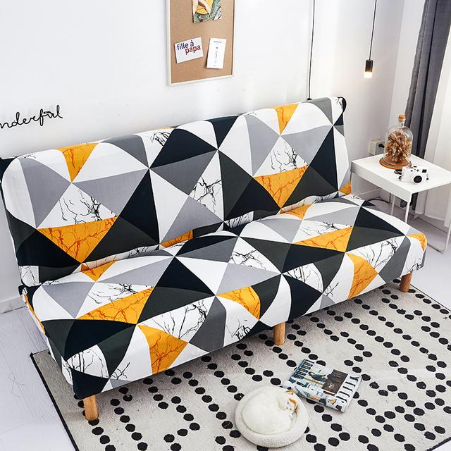 Black Geometric Folding Sofa Bed Case Living Sofa Cases Elastic Spandex Stretchdouble Seat Case Slipcovers For Living Room Area Geometric Print