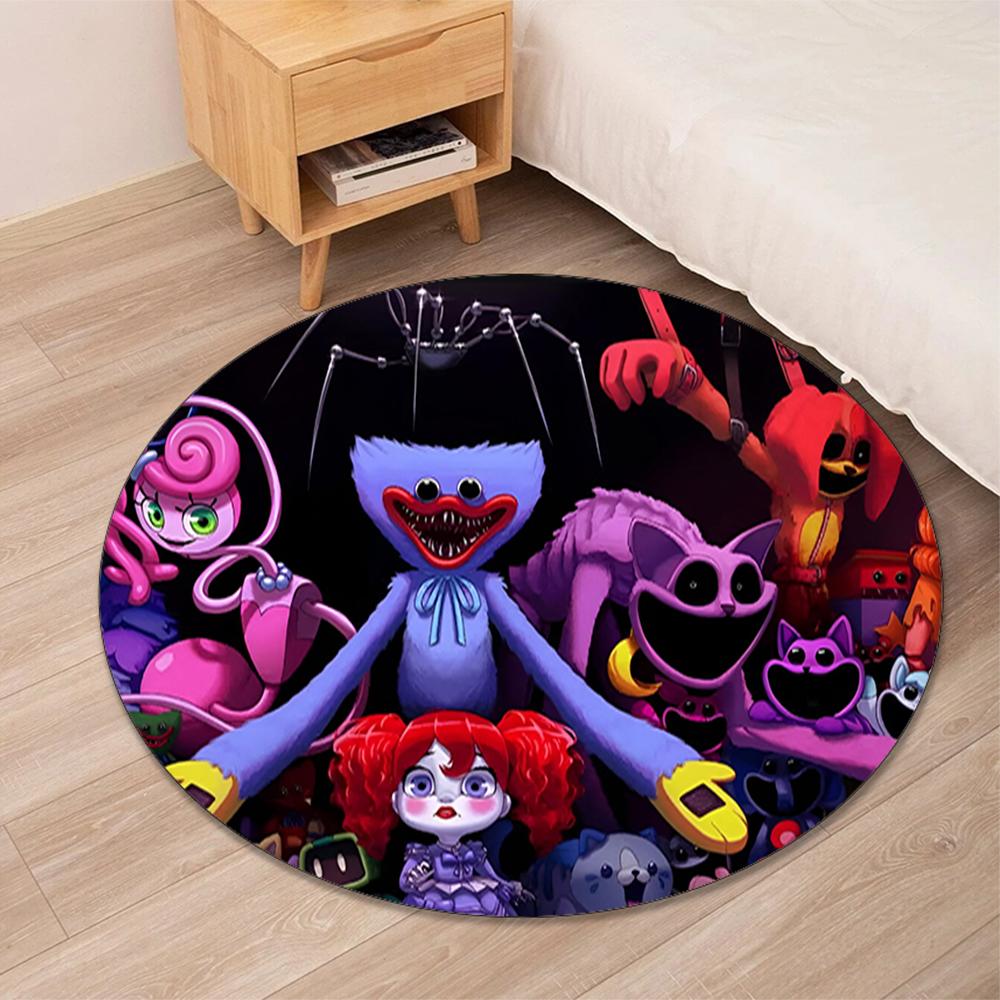 Huggy Wuggy Printed Round Rug Carpet Chair Rug Area Rug Entryway Doormats,for Office Chair Living Room Bedroom Kitchen Room.