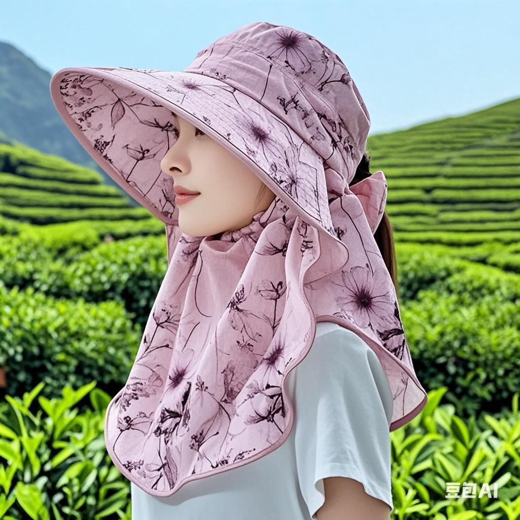 Premium summer sun hat, large brim, UV protection, face cover, shawl, neck protection, sun protection hat, sunshade tea picking women's hat
