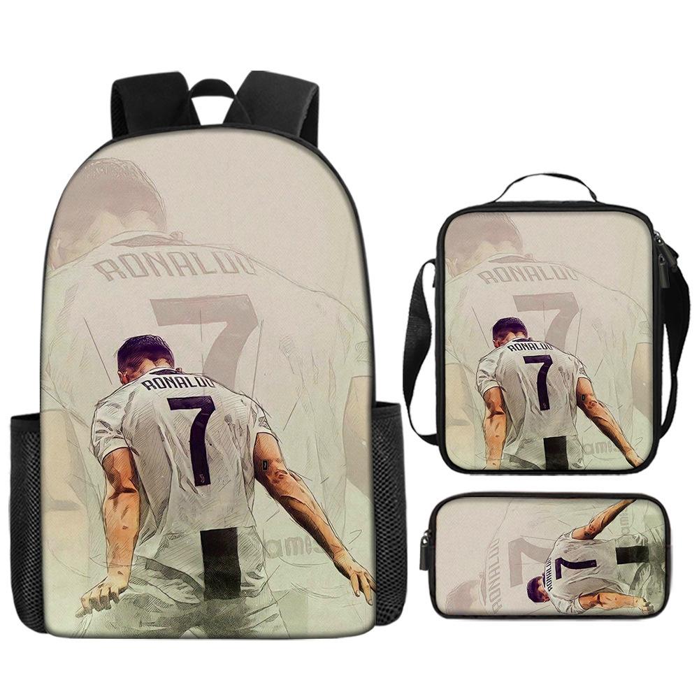 Zaino Stampato Stella del Calcio Zaino Scolastico per Bambini in Tre Pezzi Zaino Cartone Animato per Studente di Scuola Elementare