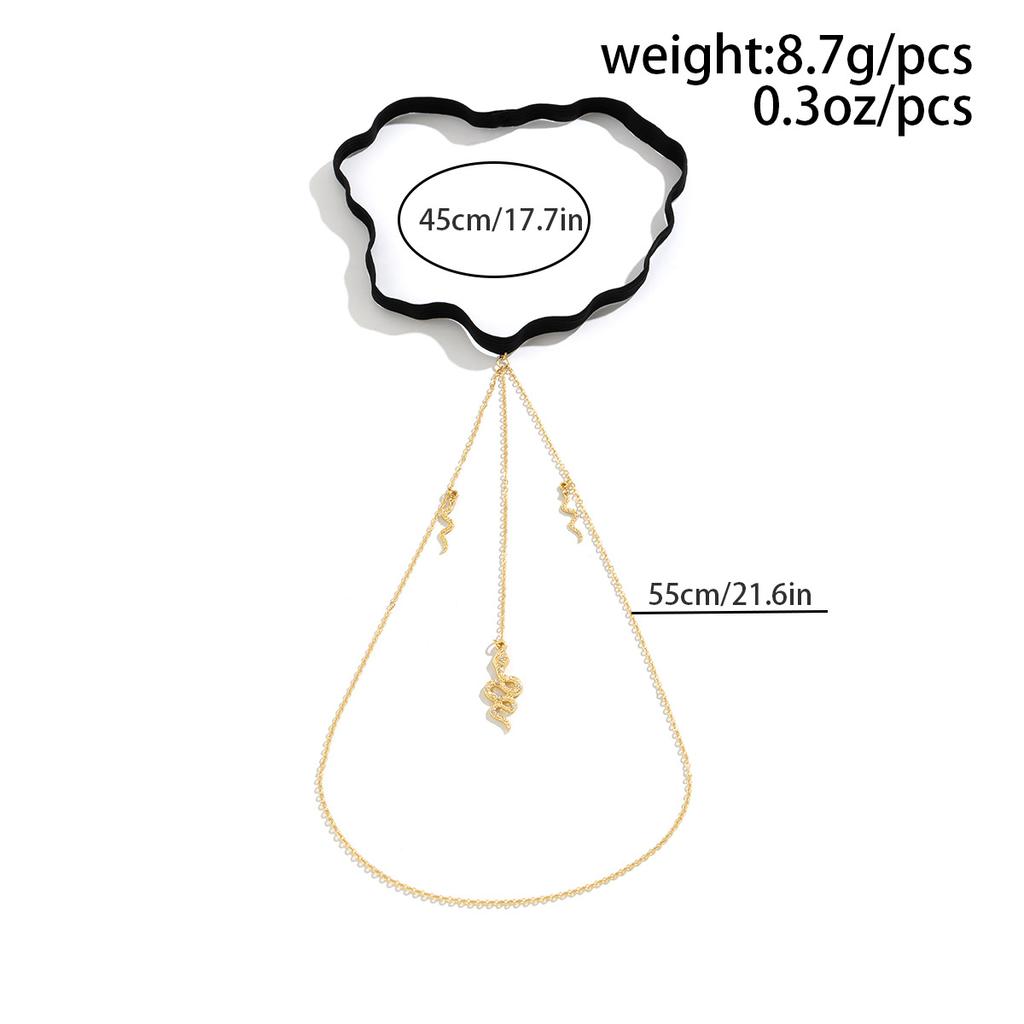 Sexy Metal Snake Pendant Tassel Thigh Chain Double Layer Elastic Beaded Body Chain Jewelry For Women