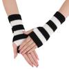 Short Color Blocked Thick-striped Gloves Wool Sleeves for Women Autumn and Winter Knitted Warm and Cold Proof Fingerless Wrist Sleeves Fake Sleeves
