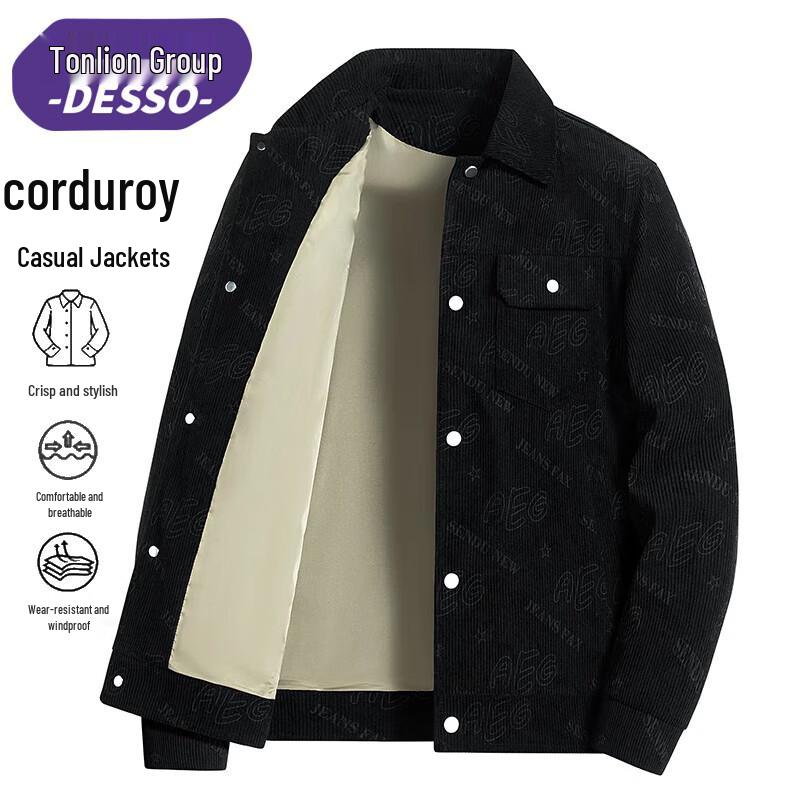 

DESSO Men s Casual Turn-down Collar Jacket M