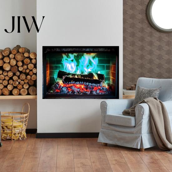 Cozy Living Room Decor Fireplace Flame Wall Decal, Vintage European Background Sticker, Self-Adhesive Waterproof Window Sticker Mural for Dining Space