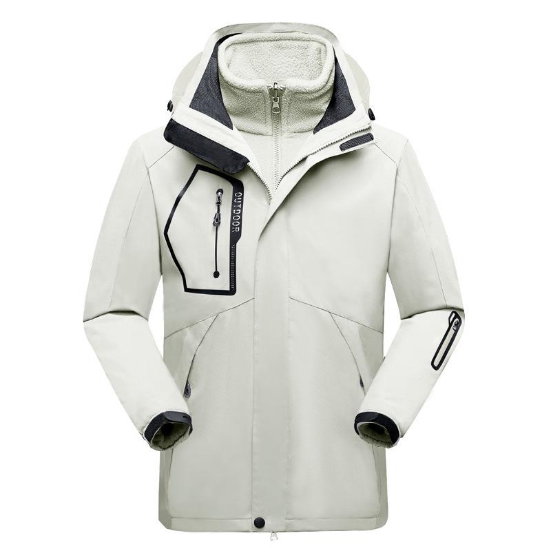 Unisex Windproof 3-in-1 Jacket, Couple Style with Detachable Liner, Two-Piece Set for Hiking, Plus Size Available