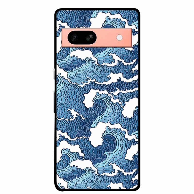 3D Flowers Case For Google Pixel 7a 5G Case Emboss Relief Floral Black Silicone Soft Back Covers For Google Pixel 7a Case Fundas