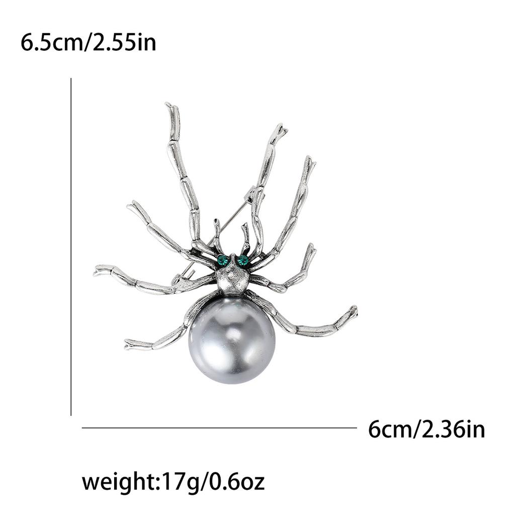 Retro Exquisite Spider Shape Brooch Black And White Pearl Personalized Corsage Unisex Cardigan Sweater Pin