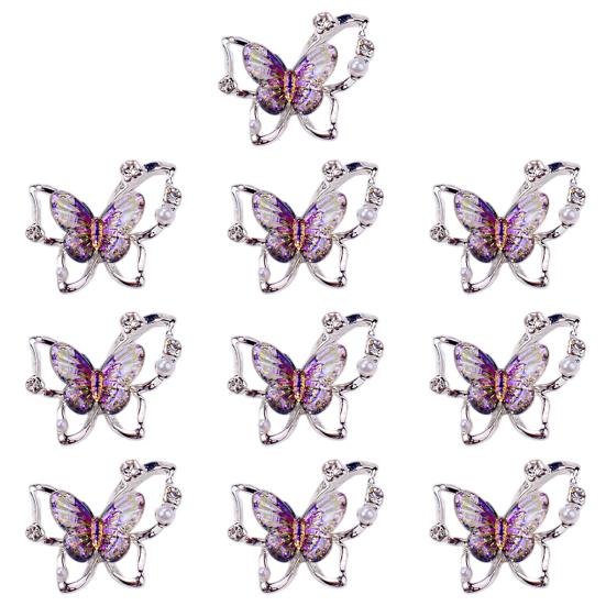 10Pcs Butterfly Nail Art Charm Rhinestone Faux Pearl 3D Butterfly Shape Nail Design Jewelry DIY Crafts Nail Decoration Accessories