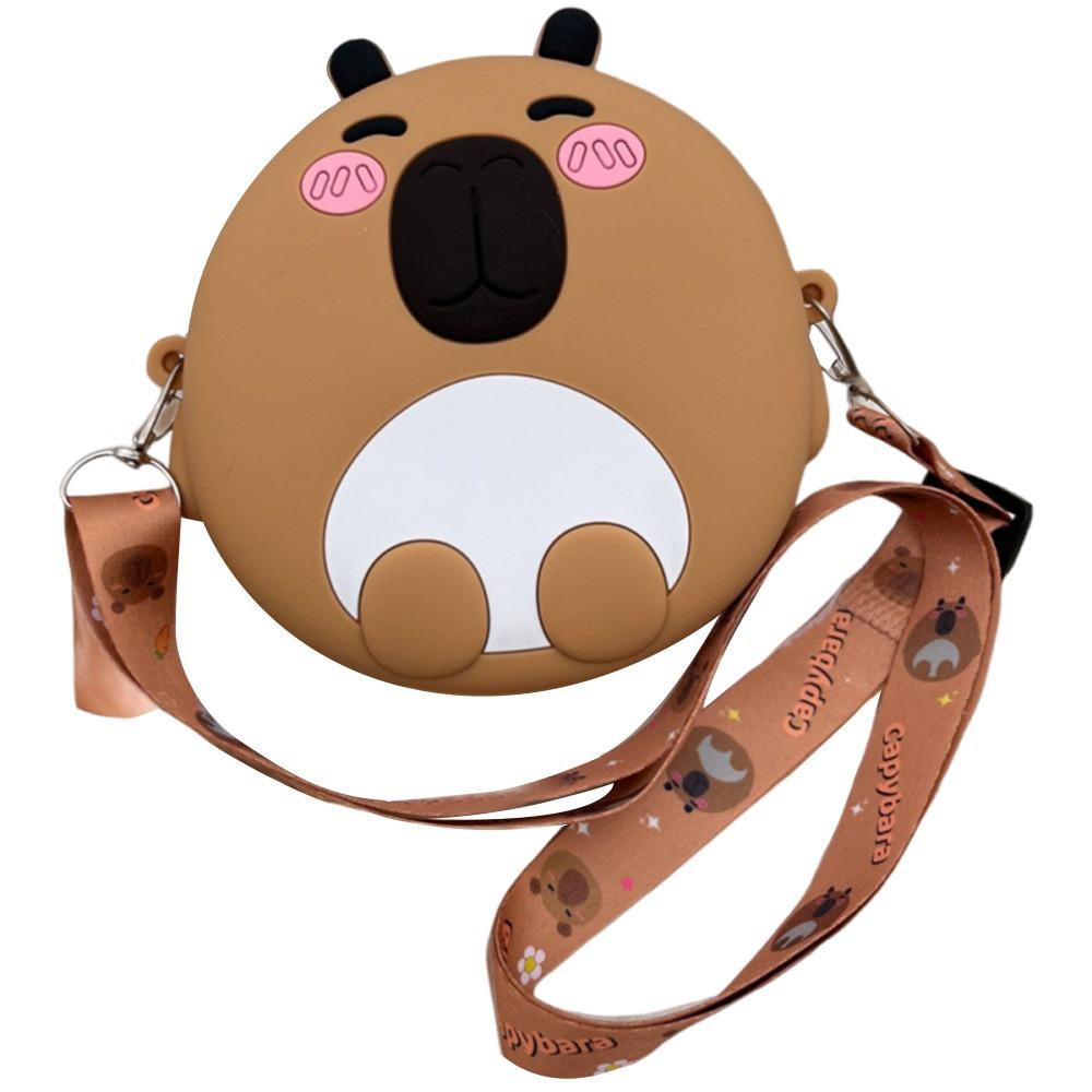 

1 шт., кошелек для монет Capybara, мультяшный, маленький, силиконовый кошелек для хранения, милая детская сумка через плечо для детей хаки